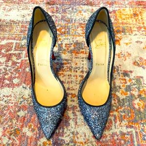 Christian Louboutin Black Sparkle Shoes 38.5